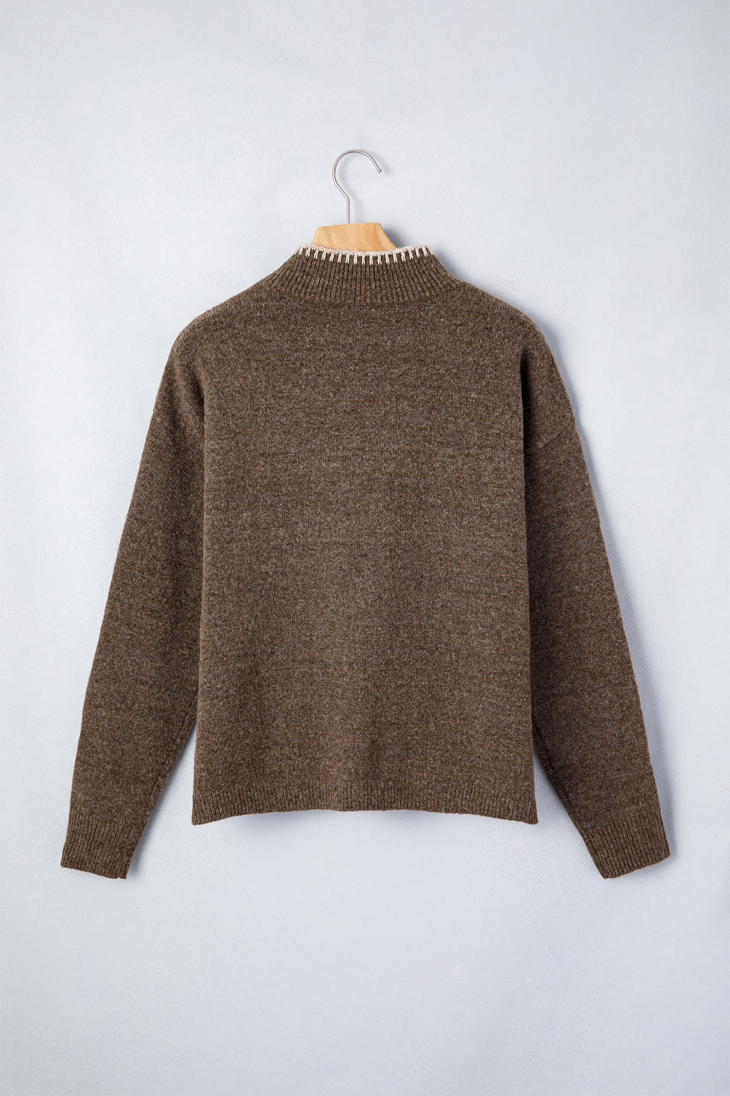Chicory Coffee Floral Print High Neck Long Sleeve Sweater