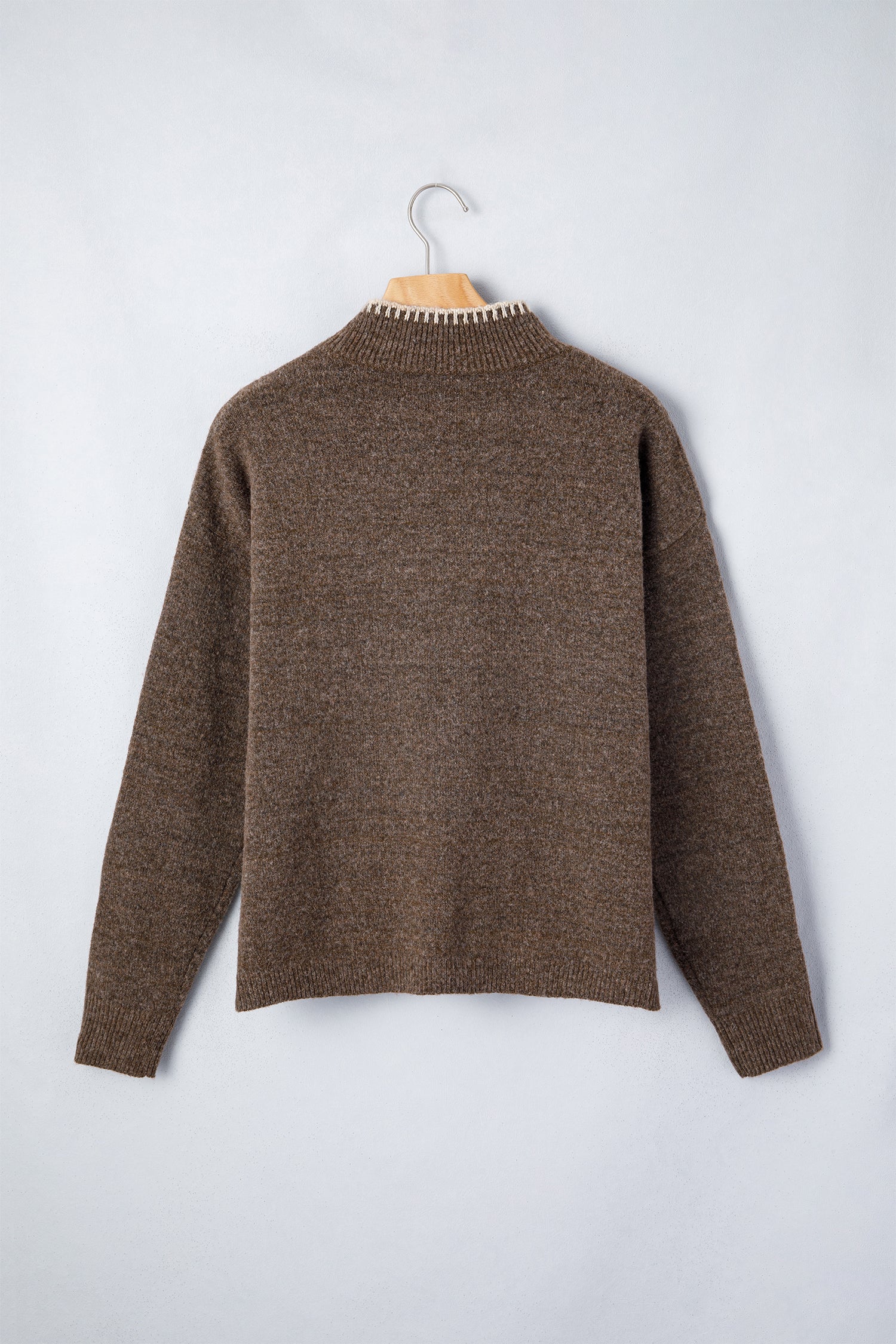 Chicory Coffee Floral Print High Neck Long Sleeve Sweater