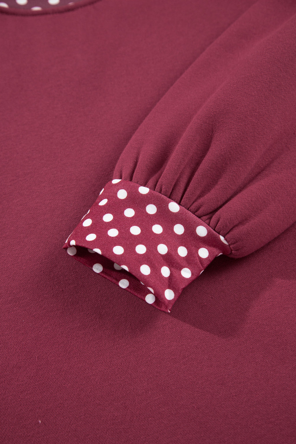 Dark Blue Colorblock Polka Dot Contrast Trim Oversized Sweatshirt