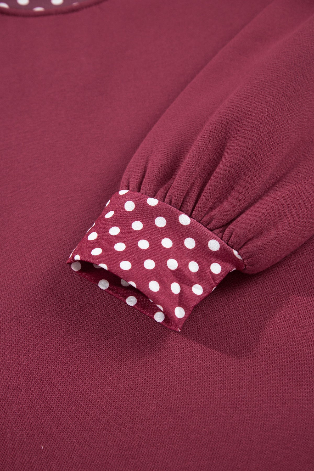 Dark Blue Colorblock Polka Dot Contrast Trim Oversized Sweatshirt