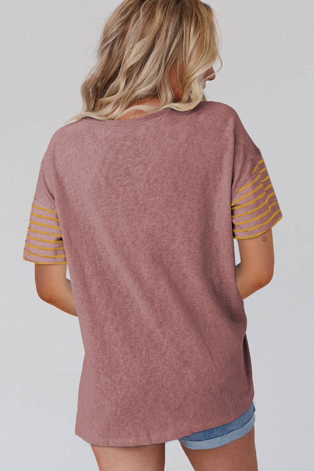 Laurel Green Color Block Striped Detail Loose T Shirt
