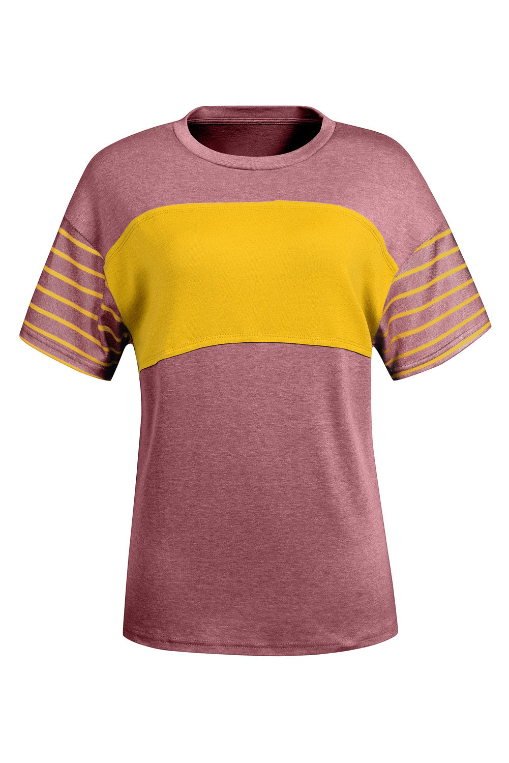 Laurel Green Color Block Striped Detail Loose T Shirt