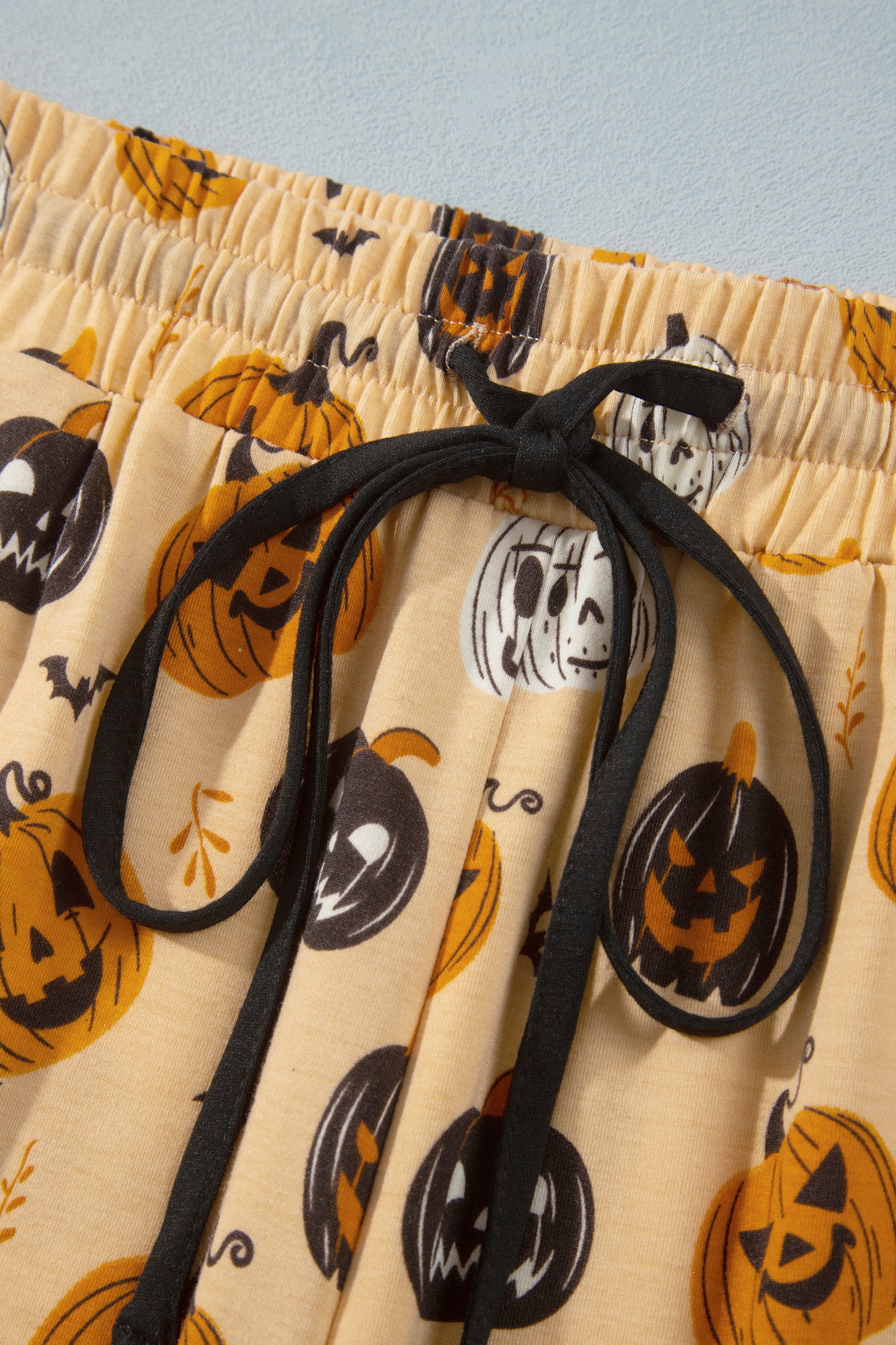 Orange Halloween Pumpkin Print Two Piece Long Sleeve Lounge Set
