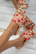 Light French Beige Strawberry Print EVA Daily Slippers