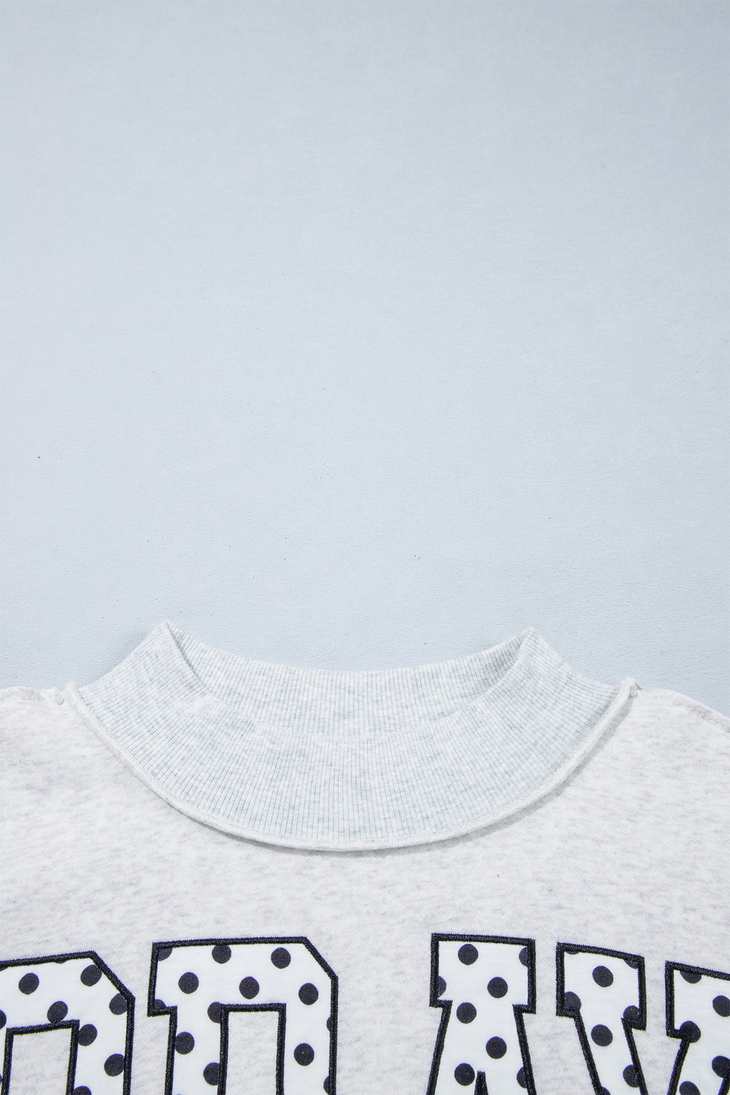 Gray PRAY Polka Dot Embroidered Mock Neck Sweatshirt