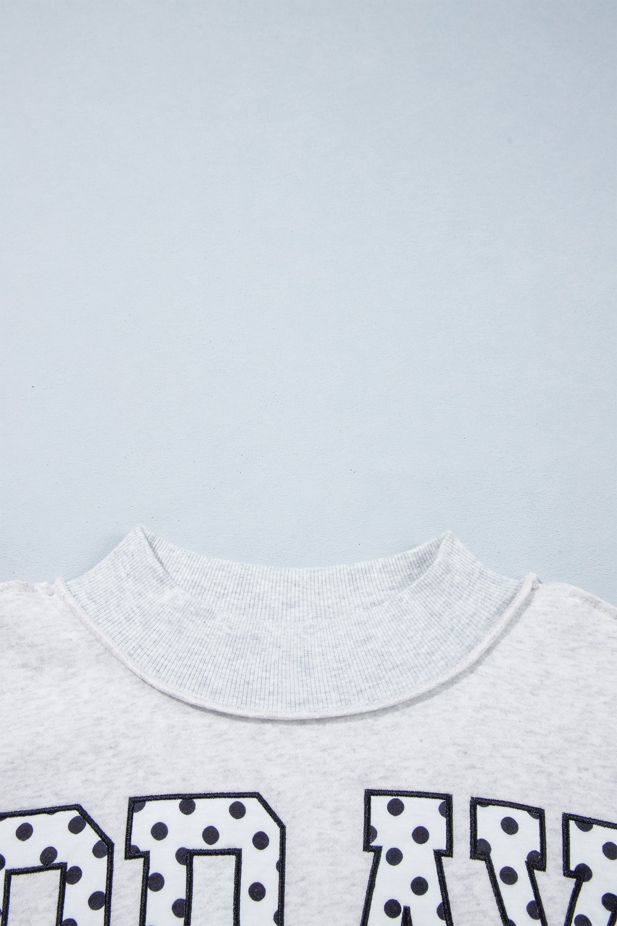 Gray PRAY Polka Dot Embroidered Mock Neck Sweatshirt