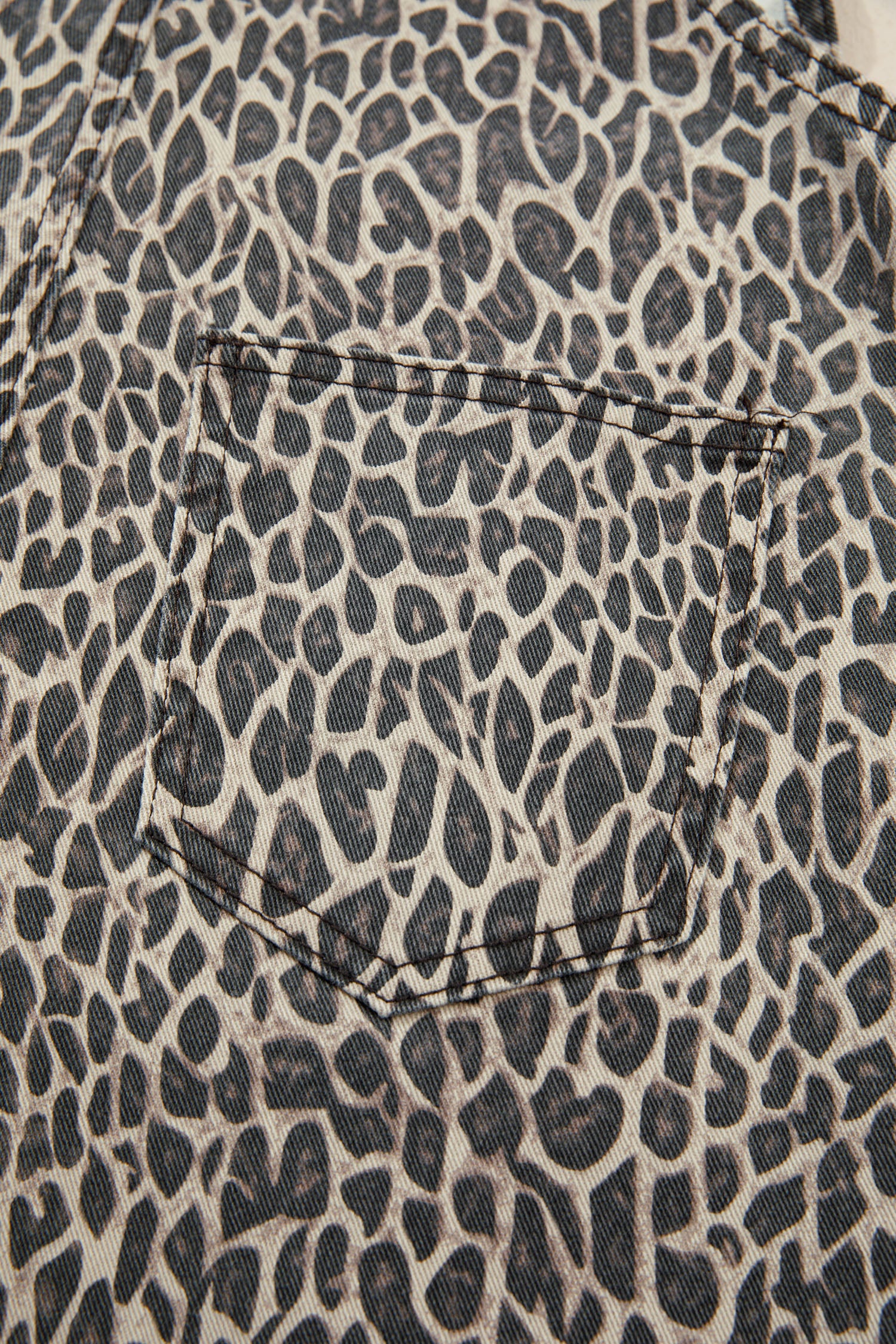 Brown Leopard Print Straight Leg Loose Denim Overall Jumpsuit