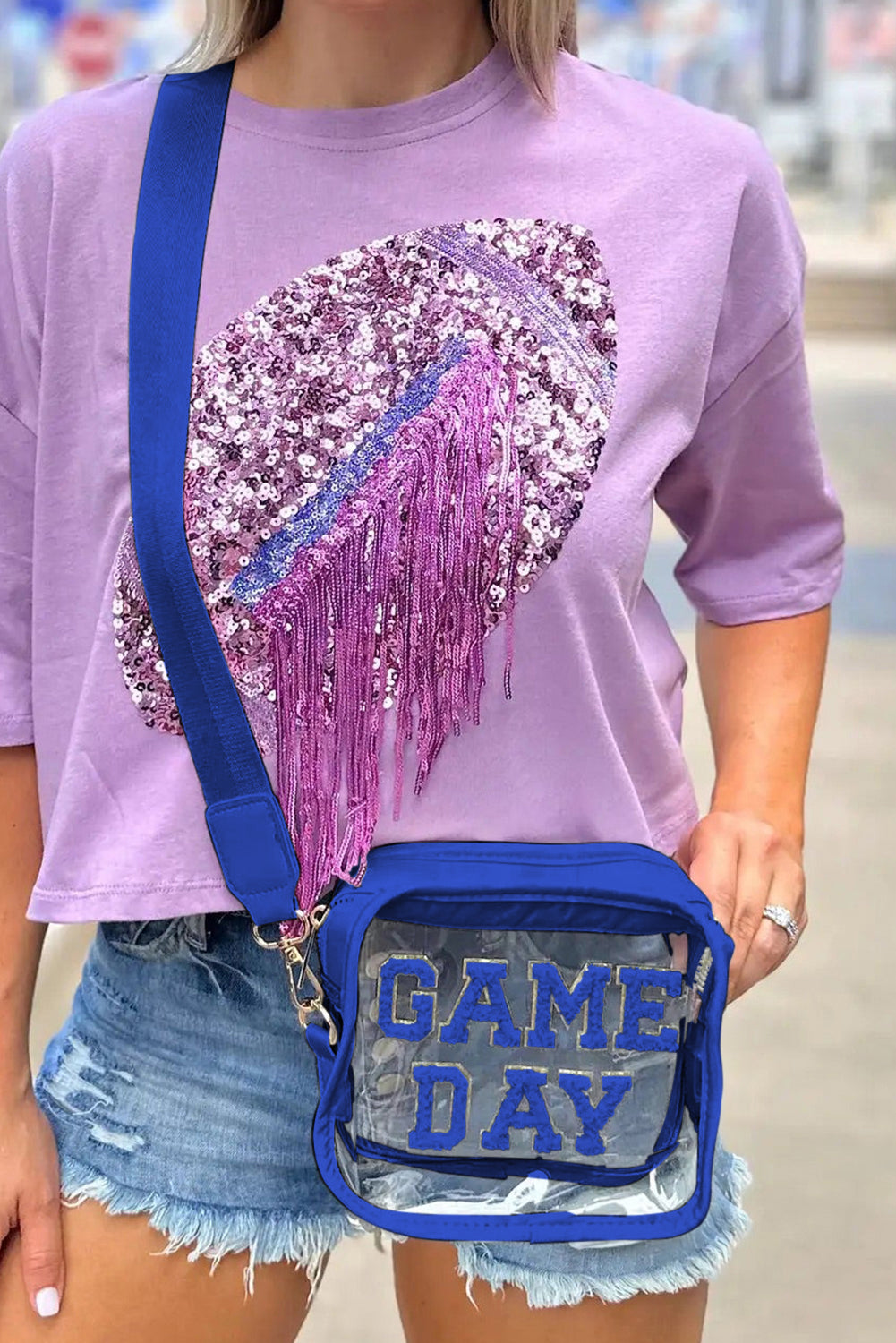 Fiery Red Clear PVC GAME DAY Summer Fashion Single Shoulder Bag