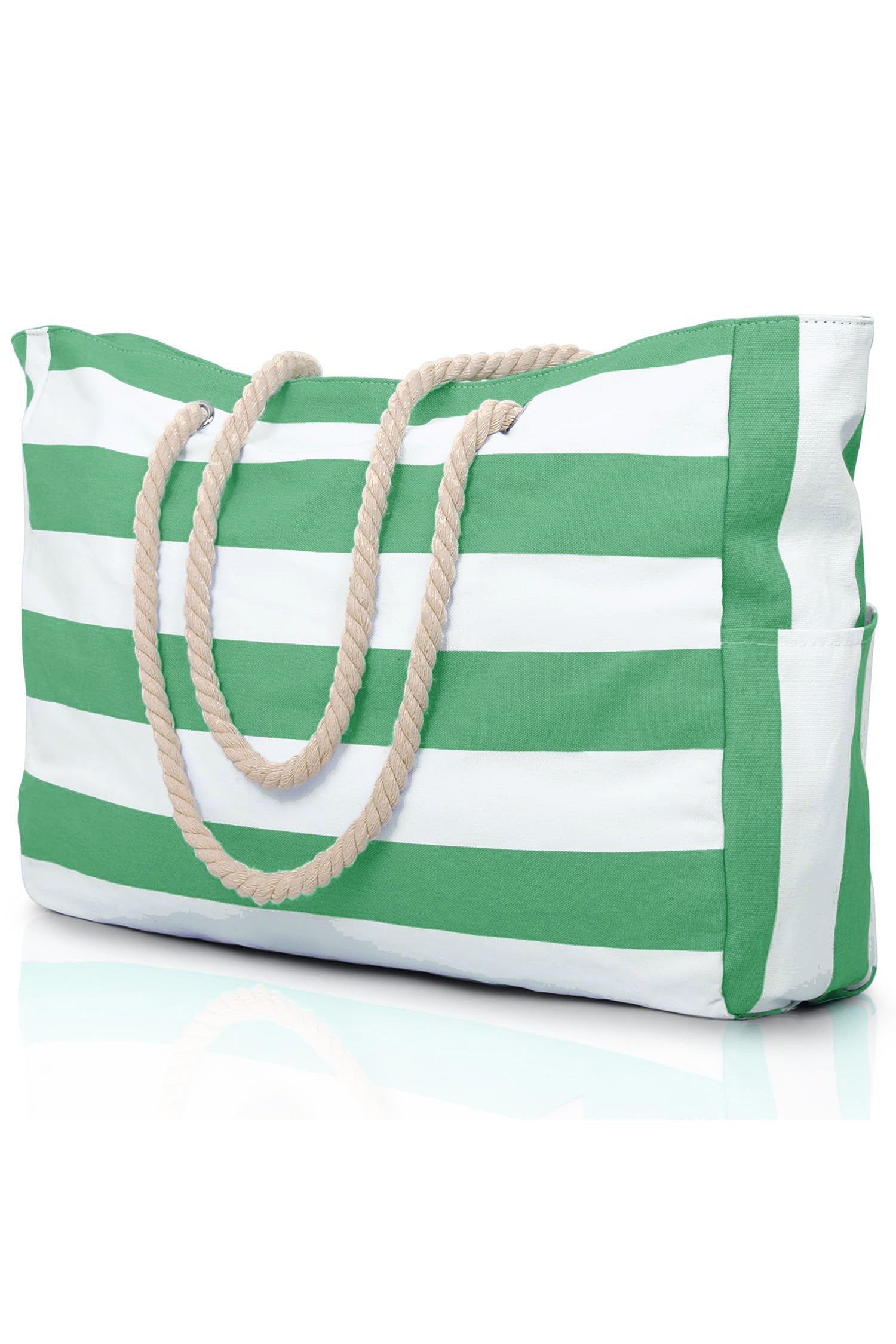 Light Blue Striped Waterproof Canvas Large Capacity Tote Bag