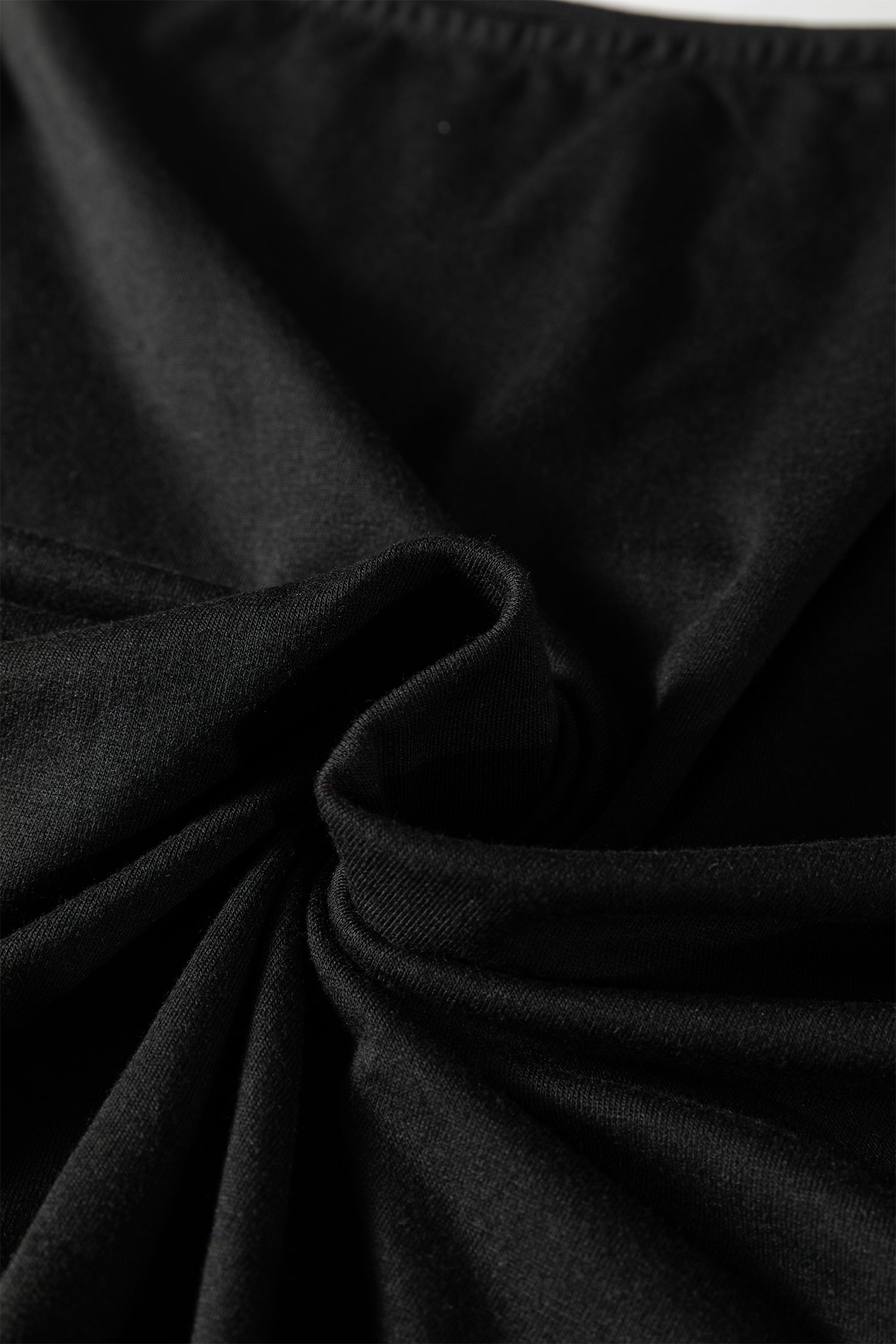 Black Plus Size Solid Color Asymmetric Neck Short Sleeve Blouse
