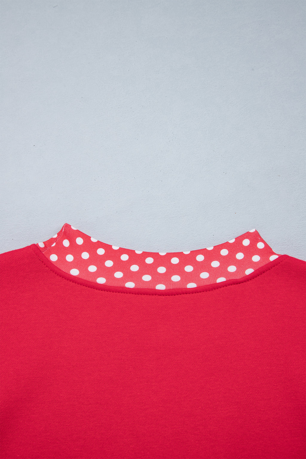 Fiery Red Colorblock Polka Dot Contrast Trim Oversized Sweatshirt