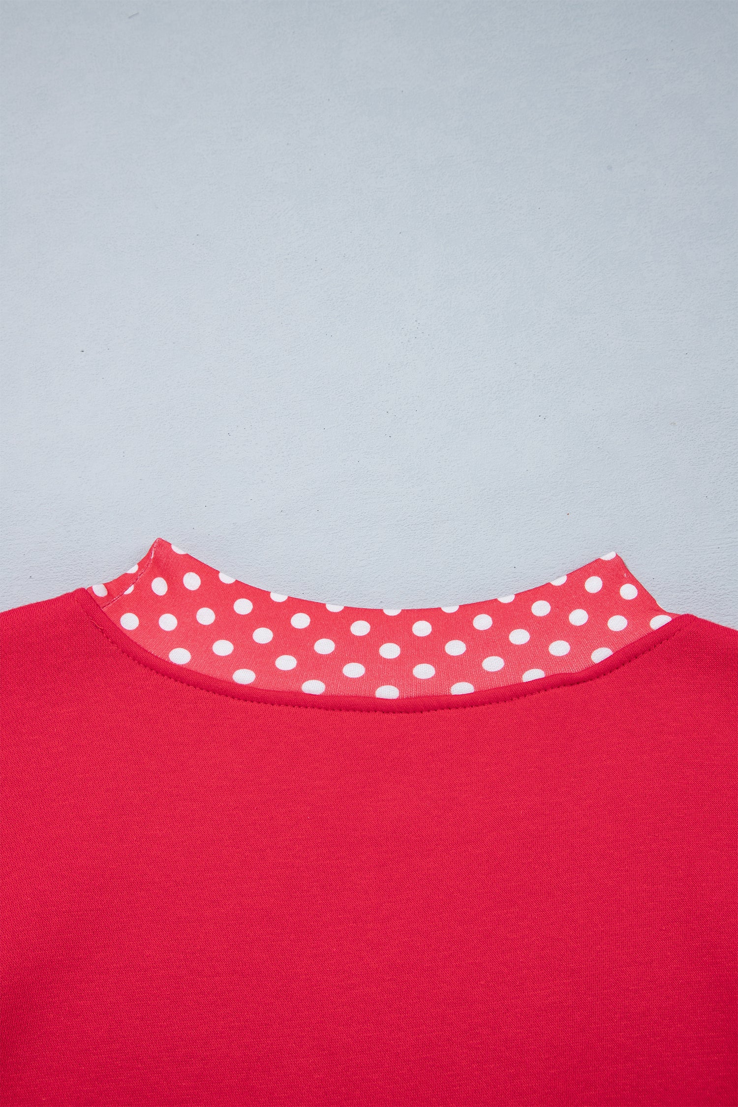 Fiery Red Colorblock Polka Dot Contrast Trim Oversized Sweatshirt