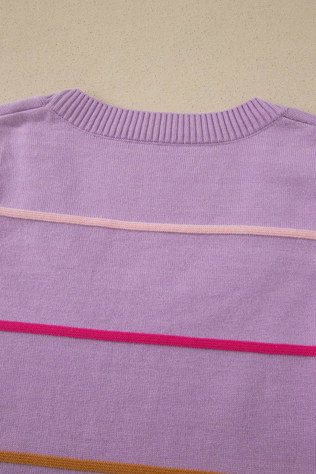 Purple Stripe Round Neck Knitted Sweater Tank