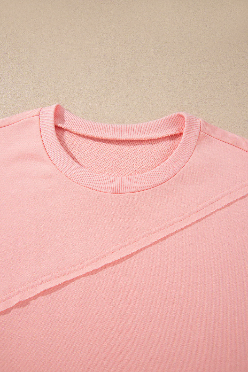 Pink Colorblock Striped Patchwork Long Sleeve Round Neck Blouse
