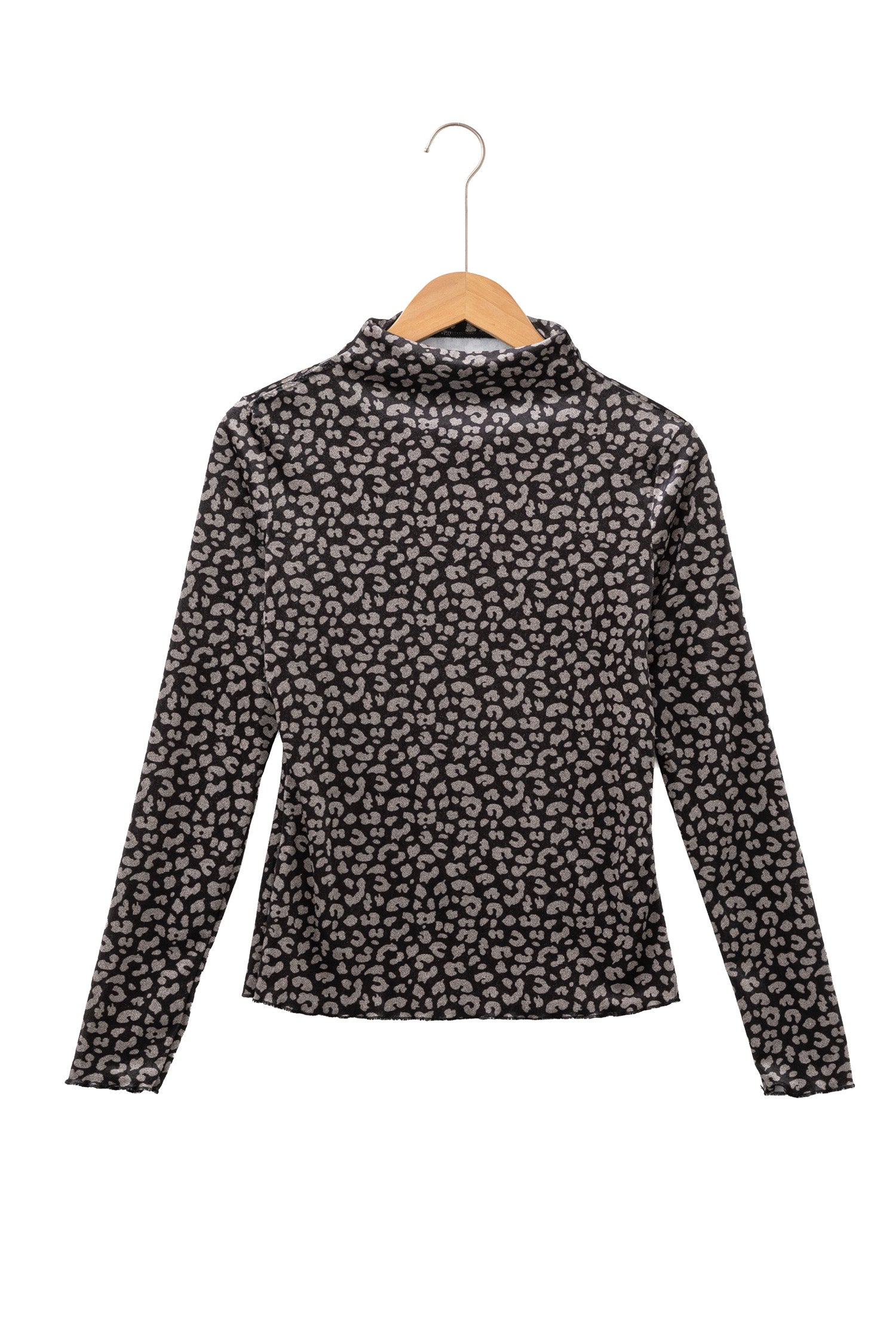 Brown Leopard Print Velvet Long Sleeve Western Style Pullover Top