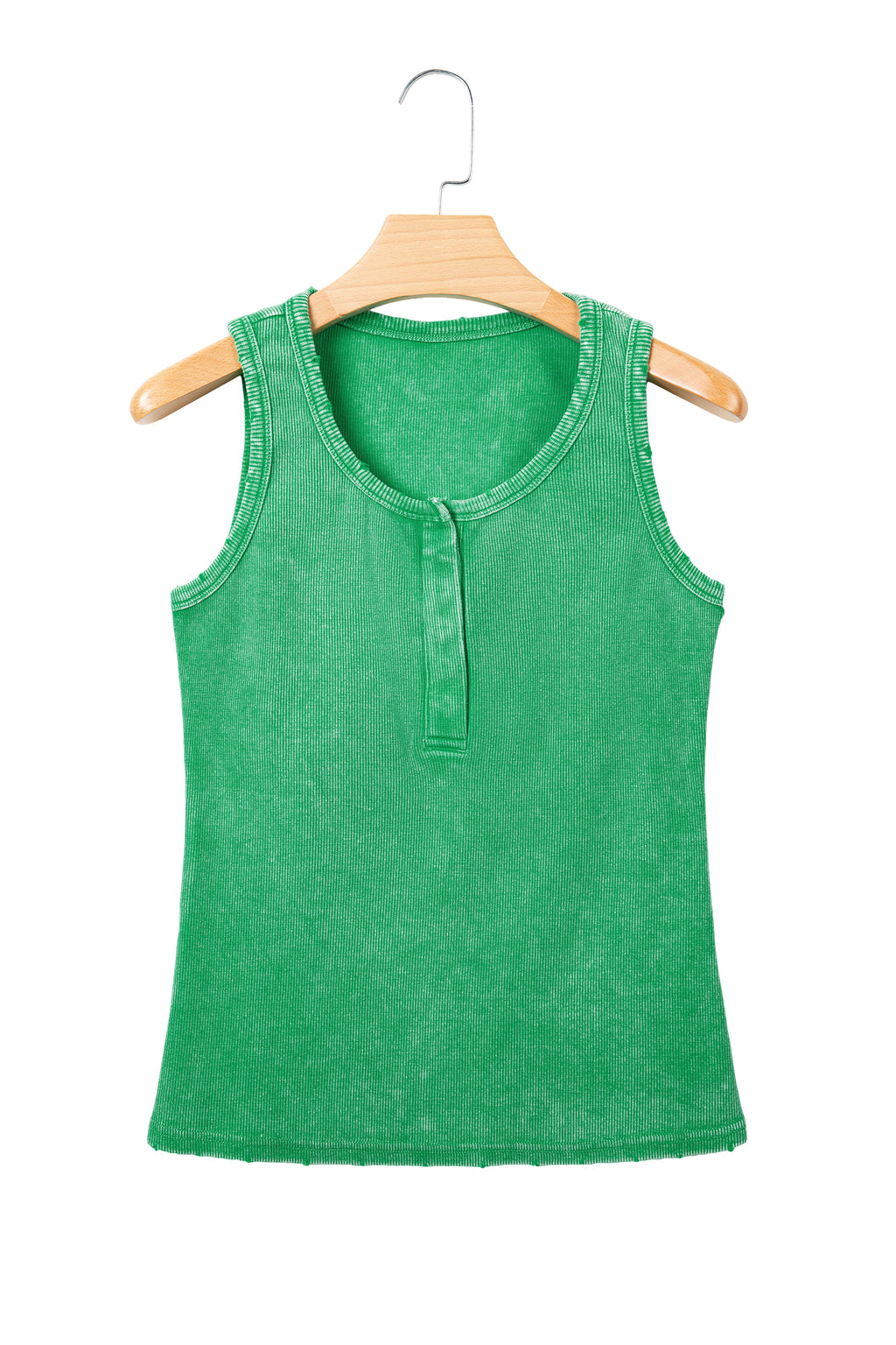 Bright Green Vintage Distressed Ribbed Mineral Wash Tank Top