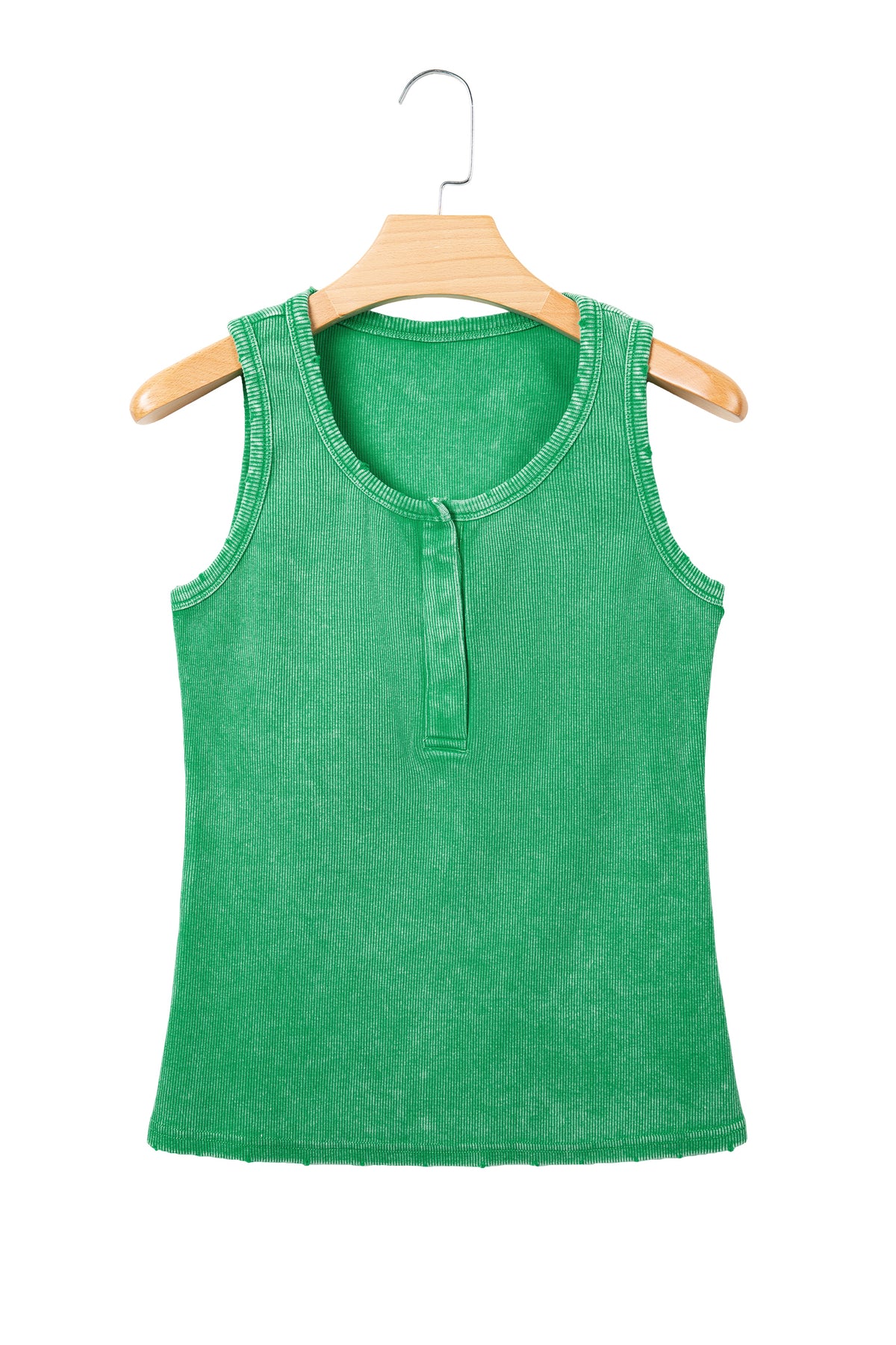 Bright Green Vintage Distressed Ribbed Mineral Wash Tank Top