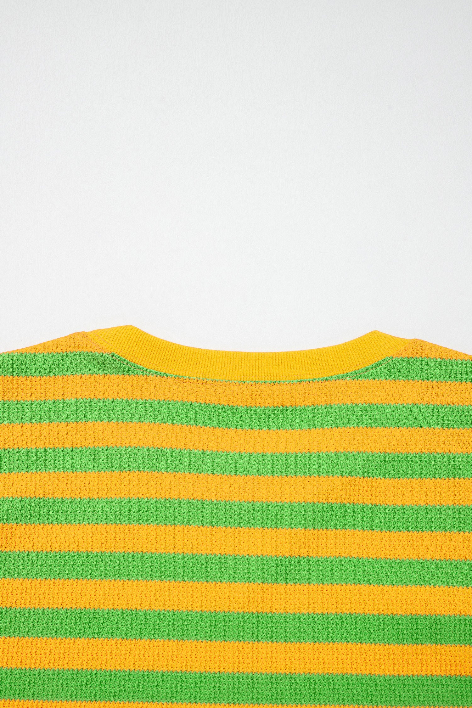 Yellow Stripe Puff Short Sleeve T Shirt Matching Shorts Set