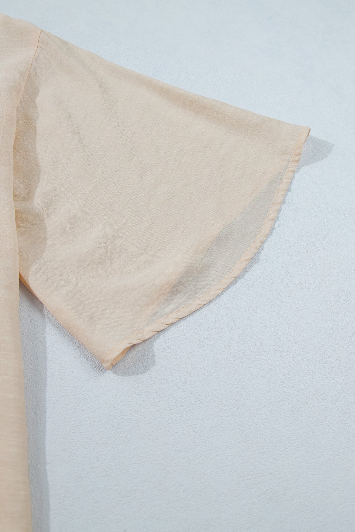 Oatmeal Sheer Lace Splicing Detail Bracelet Sleeve Loose Flowy Shirt