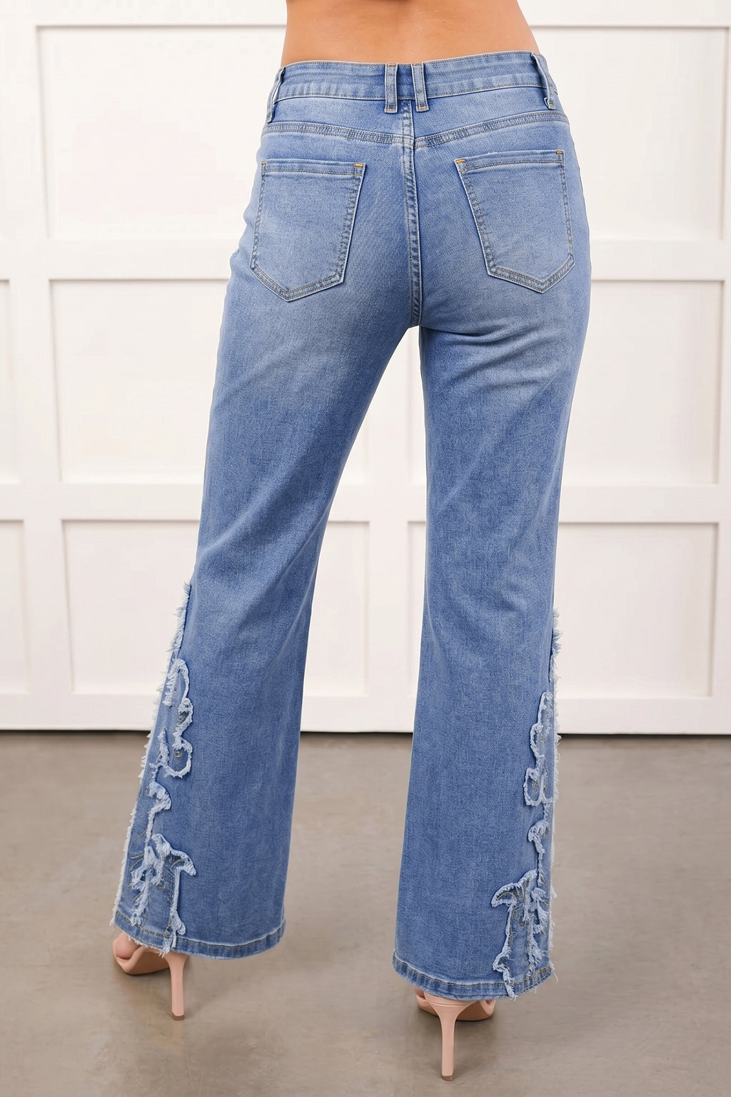 Ashleigh Blue Embroidered Western Print Flare Leg Full Length Jeans