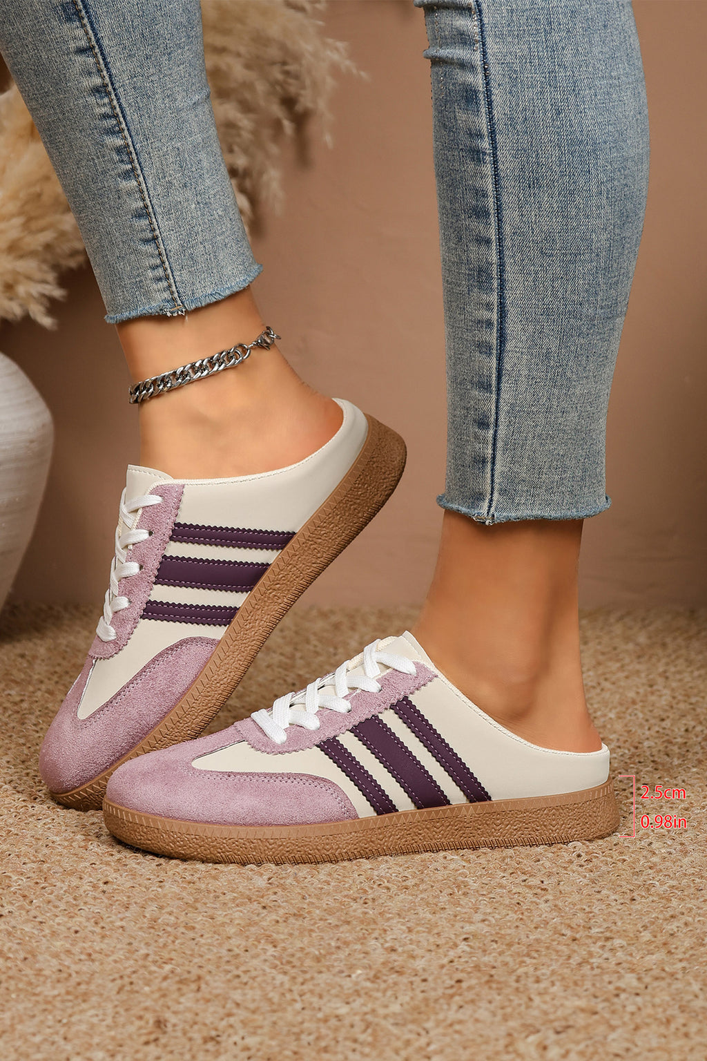Color black PU Leather Color Block Varsity Lace Up Flat Shoes