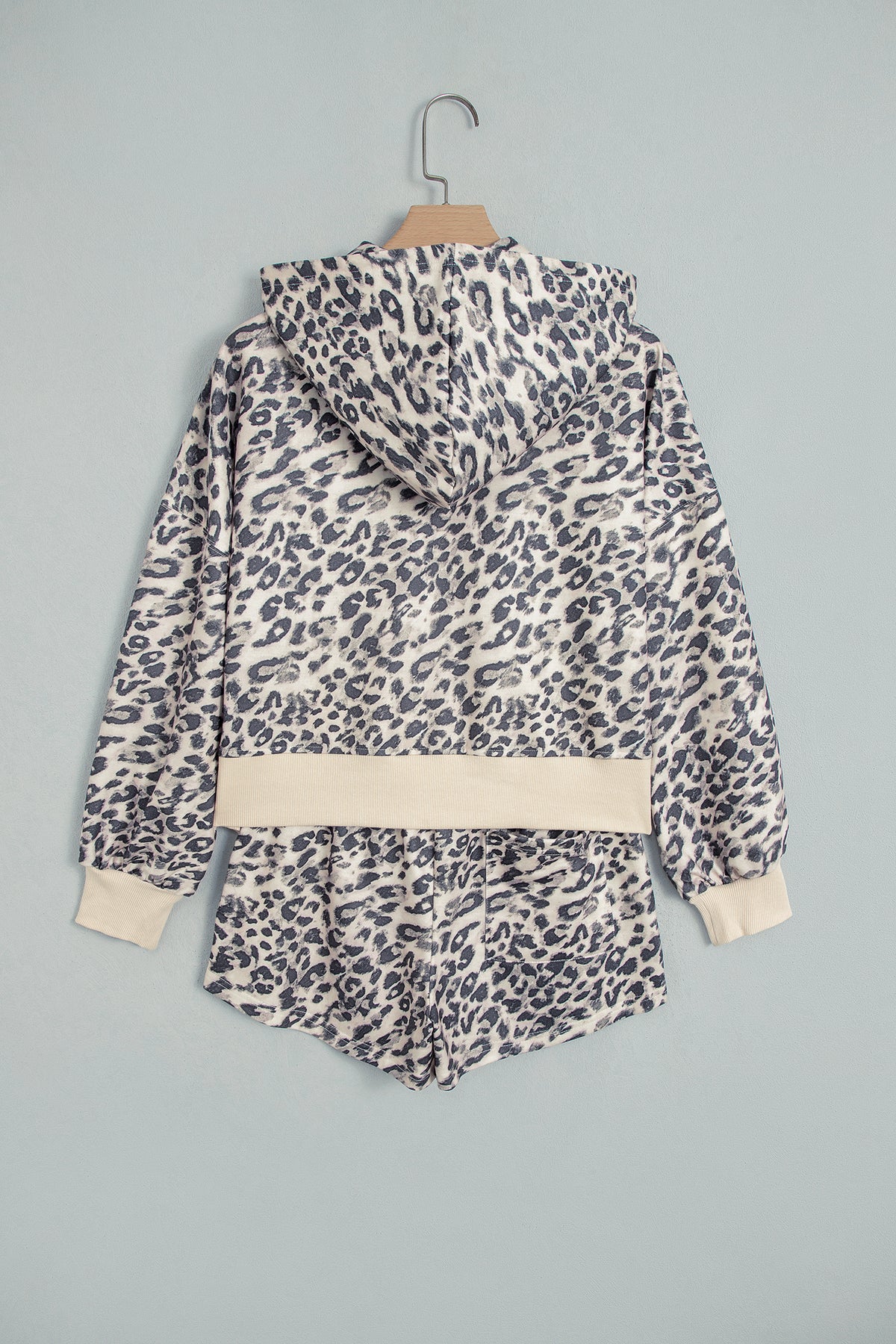 Multicolour Leopard Zip-Up Hooded Drawstring Pant Set