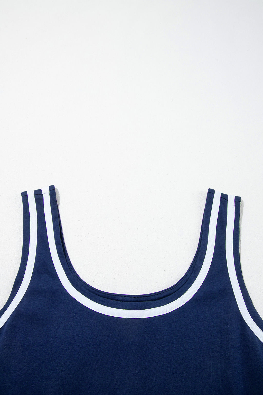 Dirty blue Contrast Trim U Neck Sleeveless Mini Dress