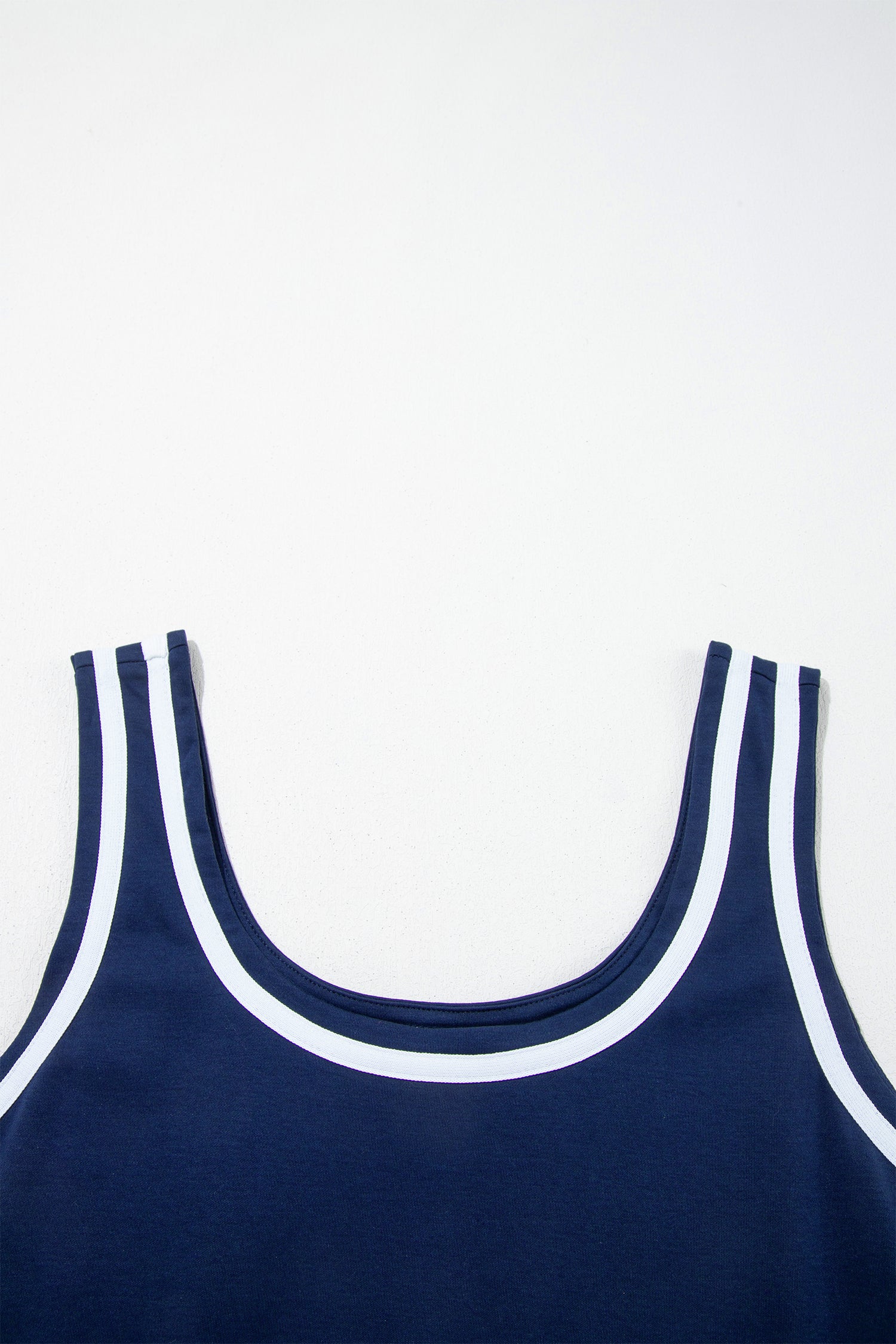 Dirty blue Contrast Trim U Neck Sleeveless Mini Dress