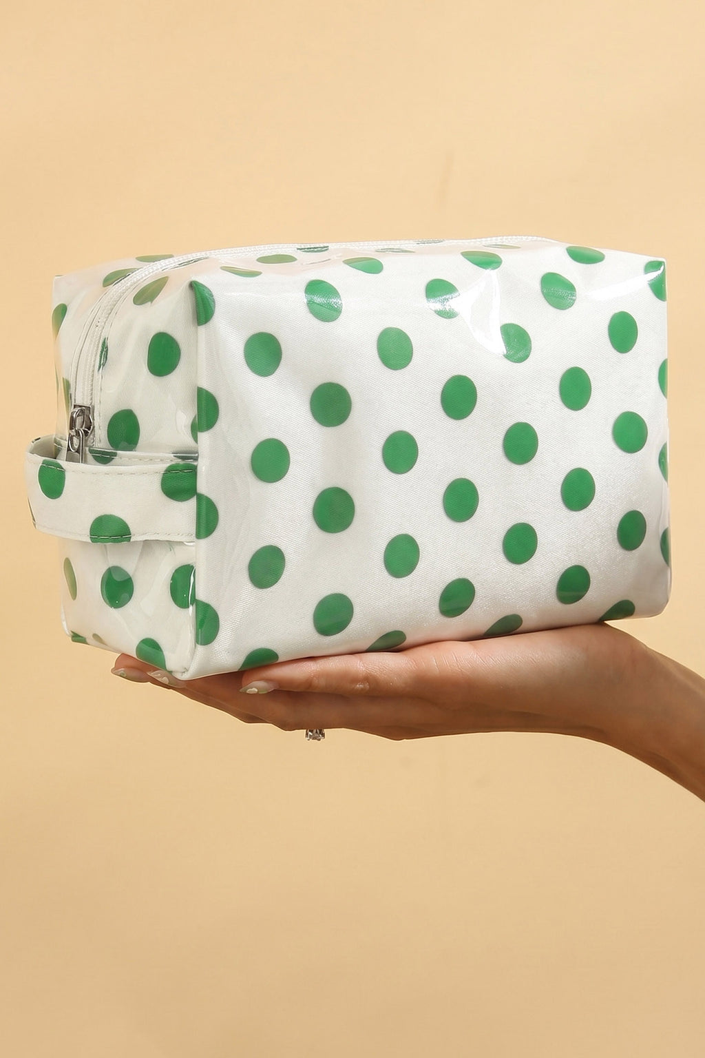 Light Pink Durable PVC Polka Dot Makeup Bag