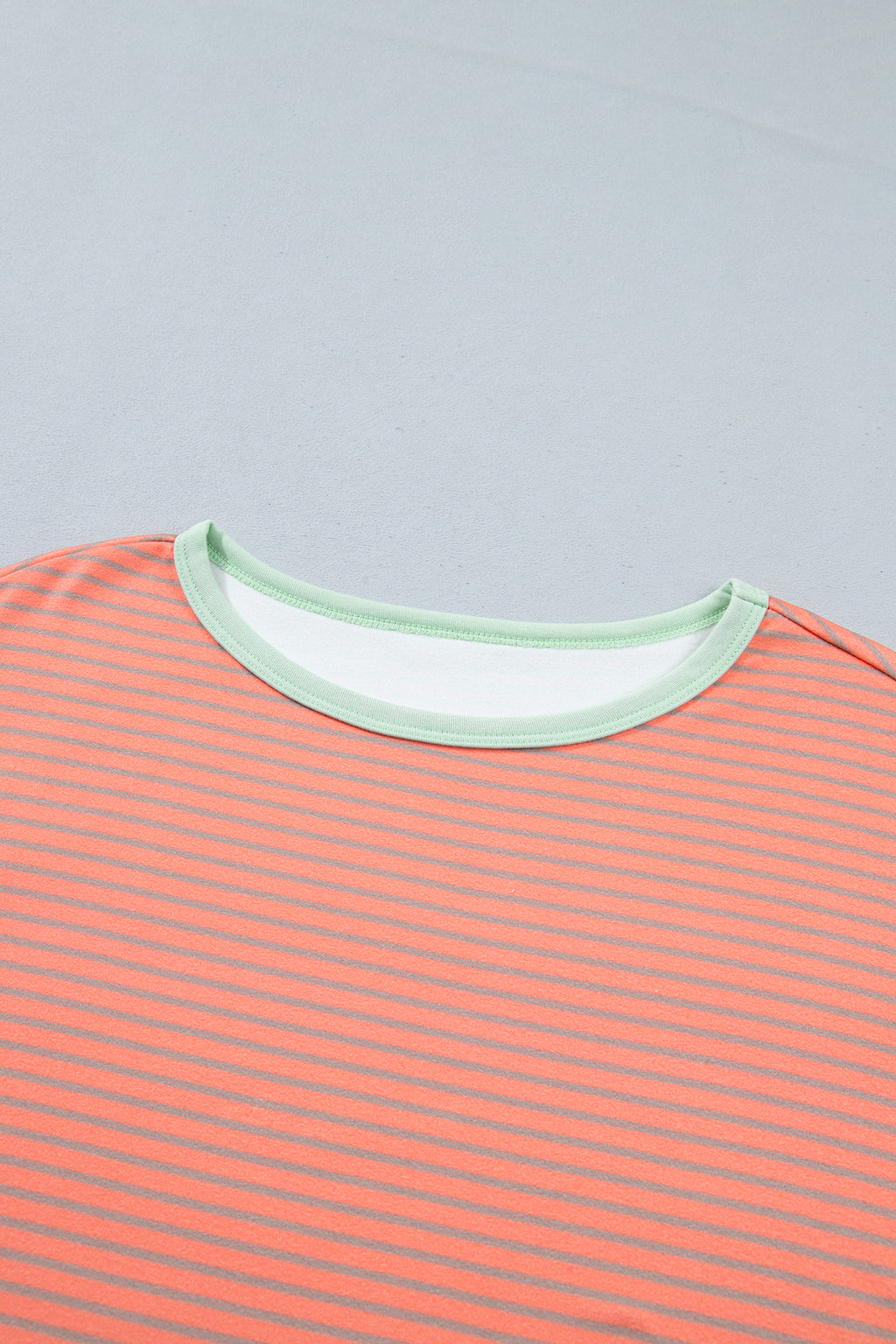 Orange Stripe Colorblock Detail Raw Seam Long Sleeve Top