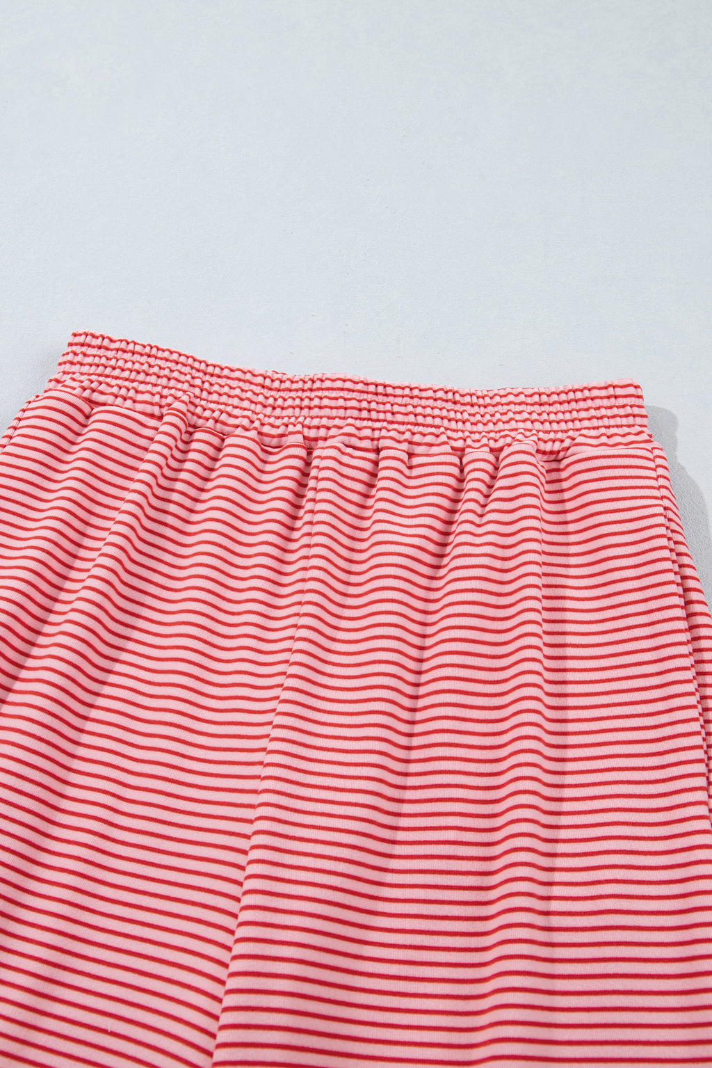 Pink Striped Drop Shoulder Long Sleeve Pant Set