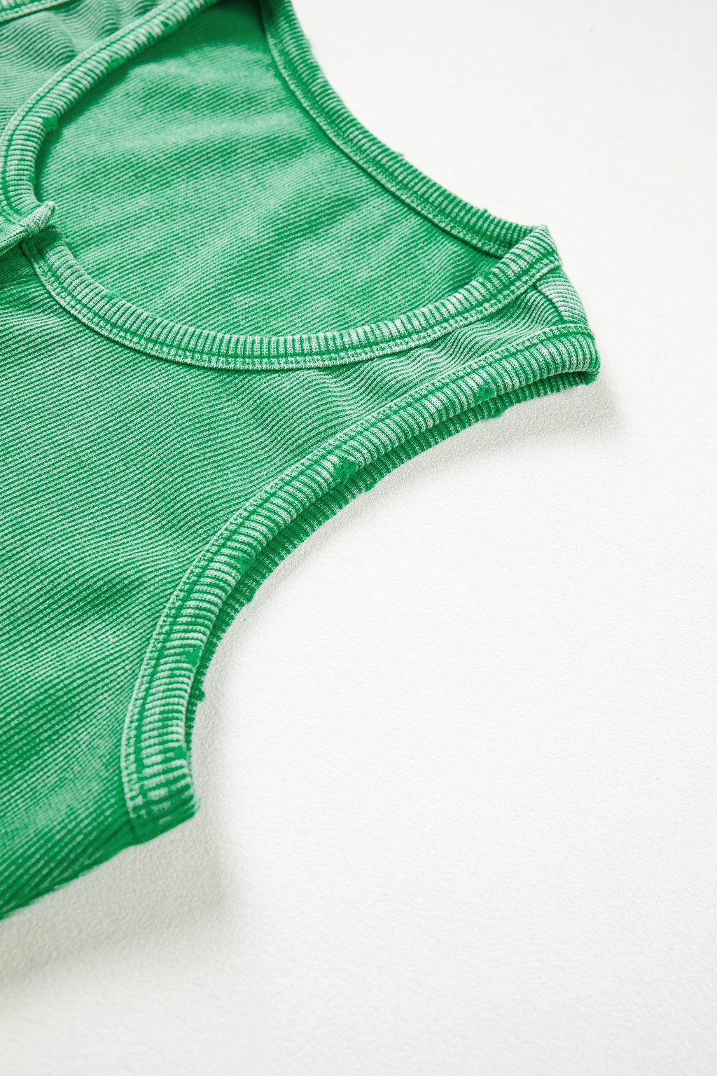 Bright Green Vintage Distressed Ribbed Mineral Wash Tank Top