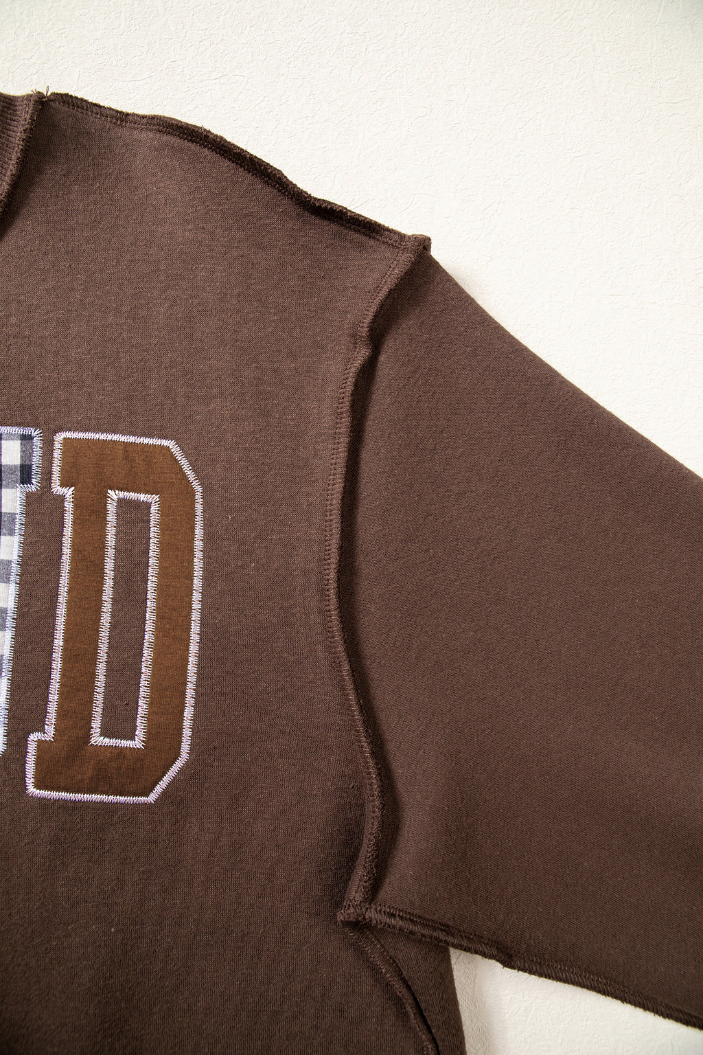 Coffee WWJD Mixed Pattern Embroidered Patch Graphic Mock Neck Sweatshirt