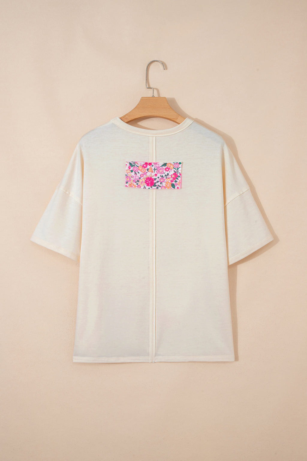 Jet Stream Floral Patched Raw Seam Big Flower Oversize Tee