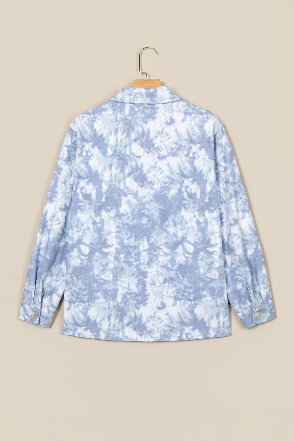 Gray Abstract Print Fuzzy Collar Long Sleeve Patch Pocket Tunic Jacket