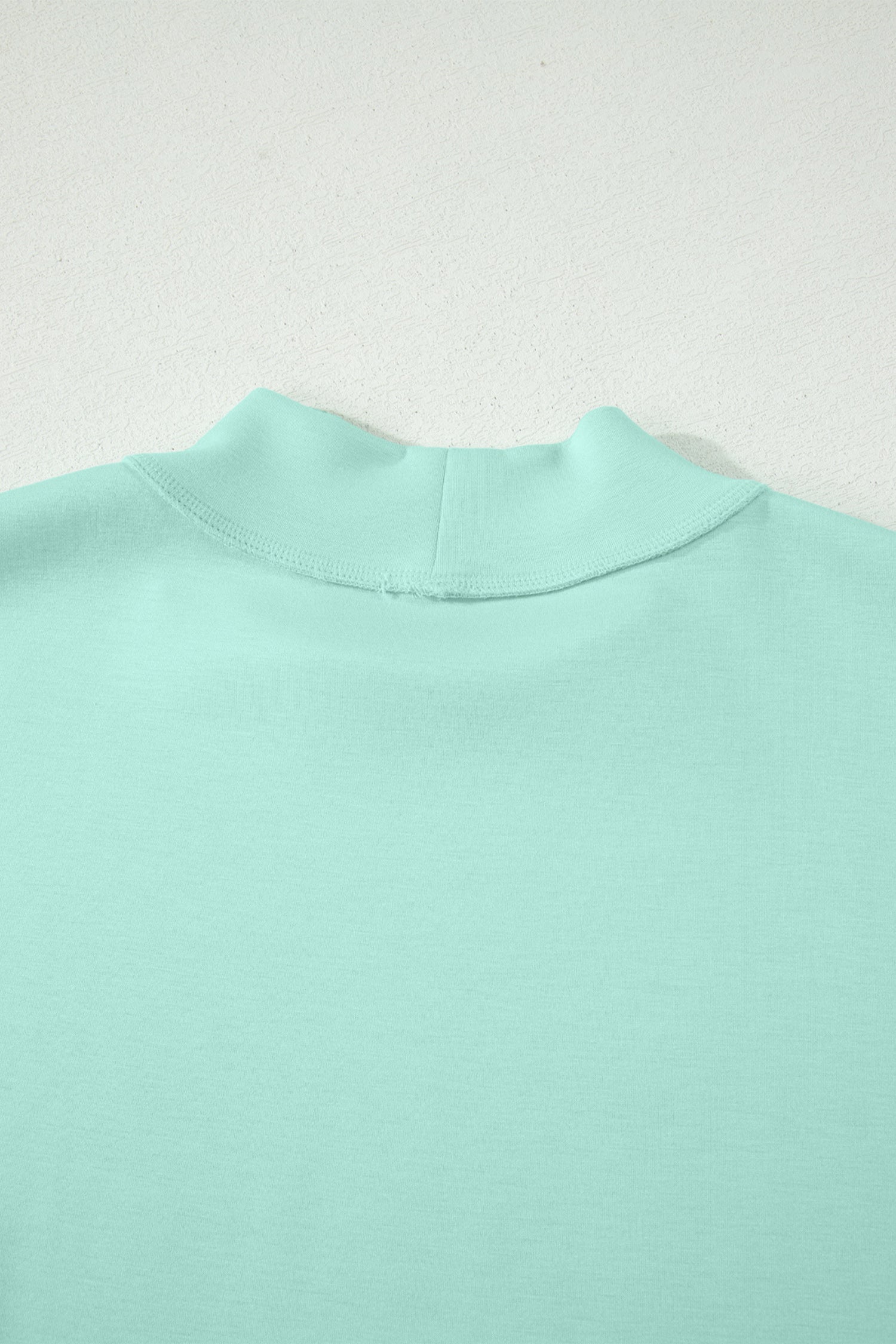 Moonlight Jade Solid Color Exposed Seam Mock Neck Oversize Tee Casual Shorts 2pcs Outfit