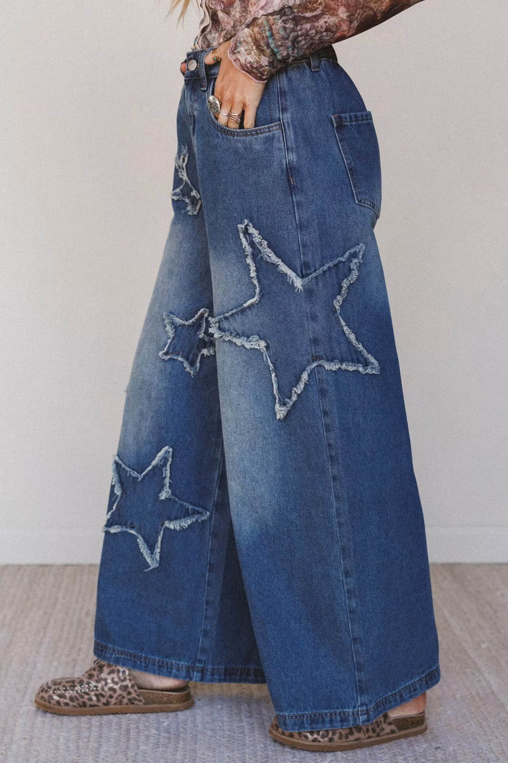 Ashleigh Blue Star Decorated Wide Leg Jeans