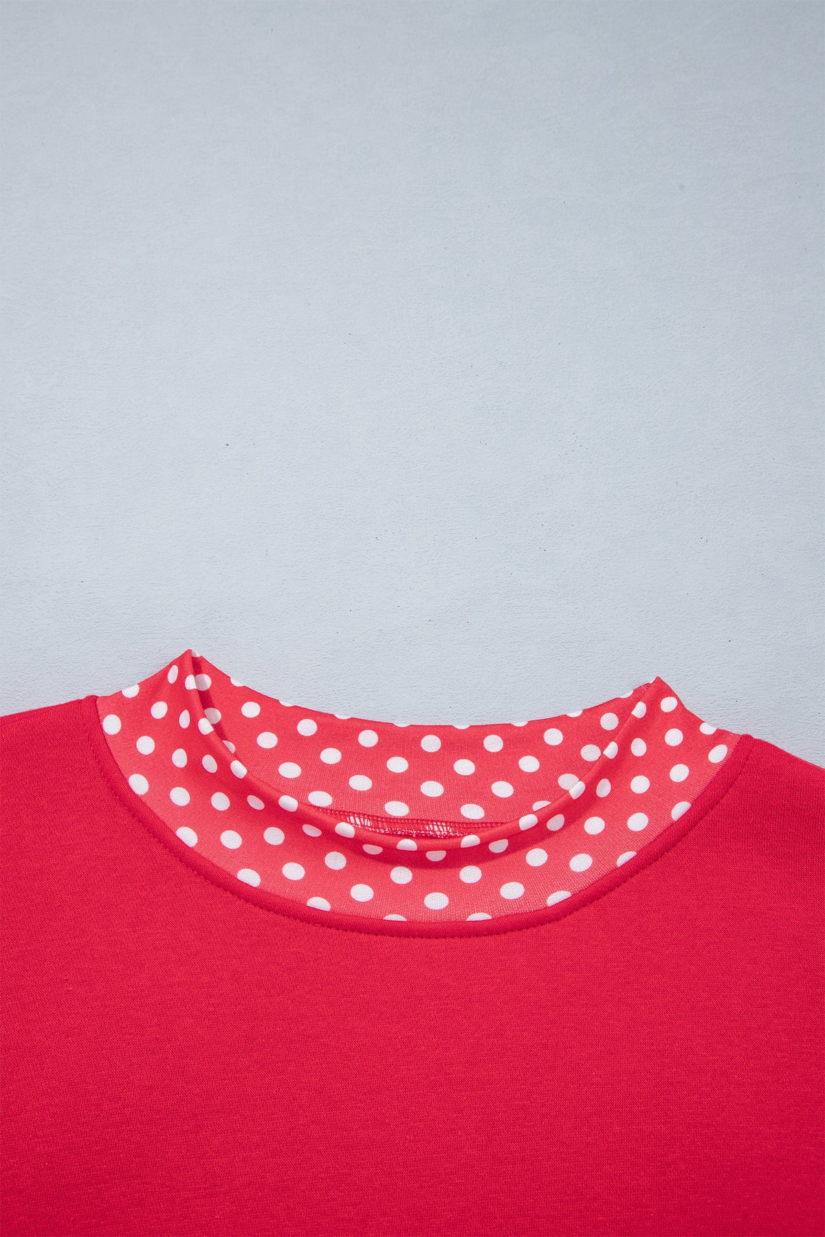 Fiery Red Colorblock Polka Dot Contrast Trim Oversized Sweatshirt