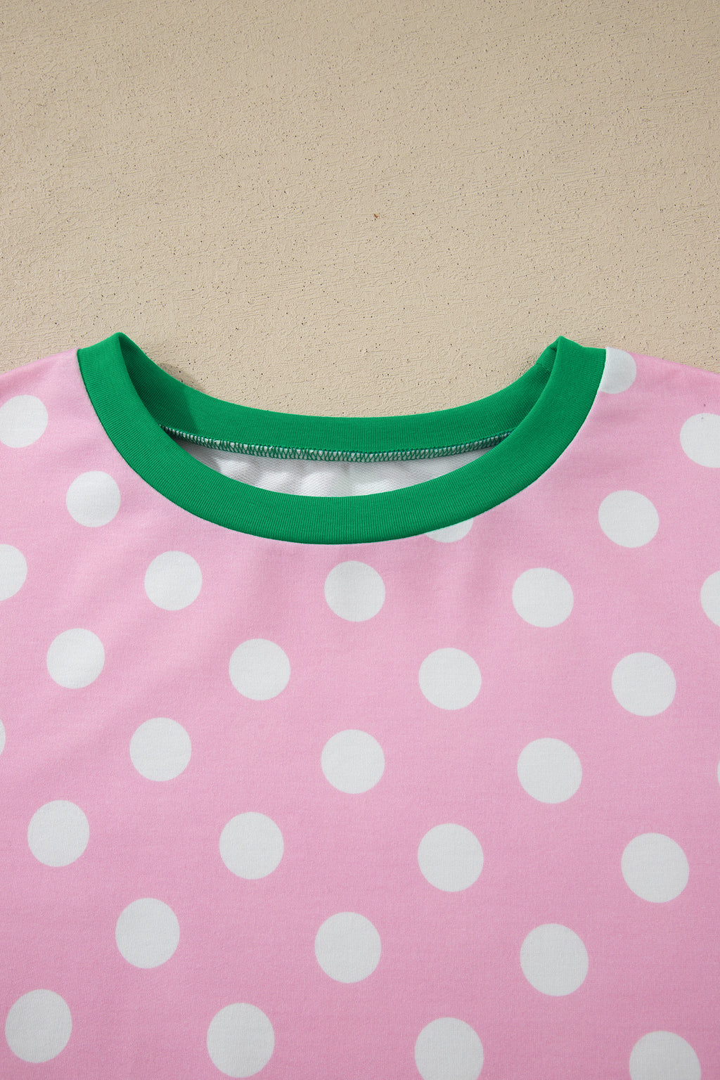 Pink Polka Dot Contrast Edge Casual Short Set