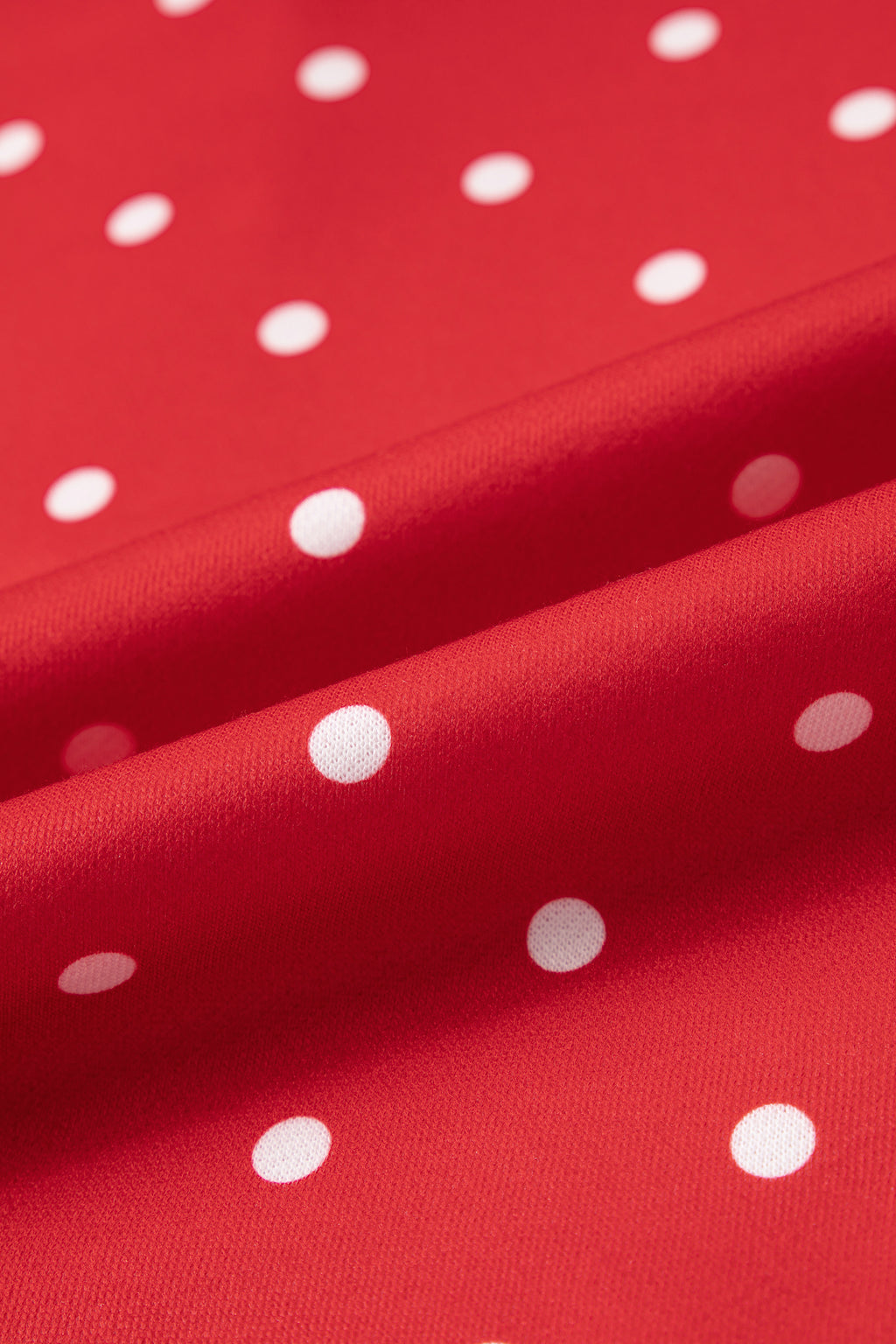 Red Polka Dot Print Metal Button Collar Casual Pullover Sweatshirt