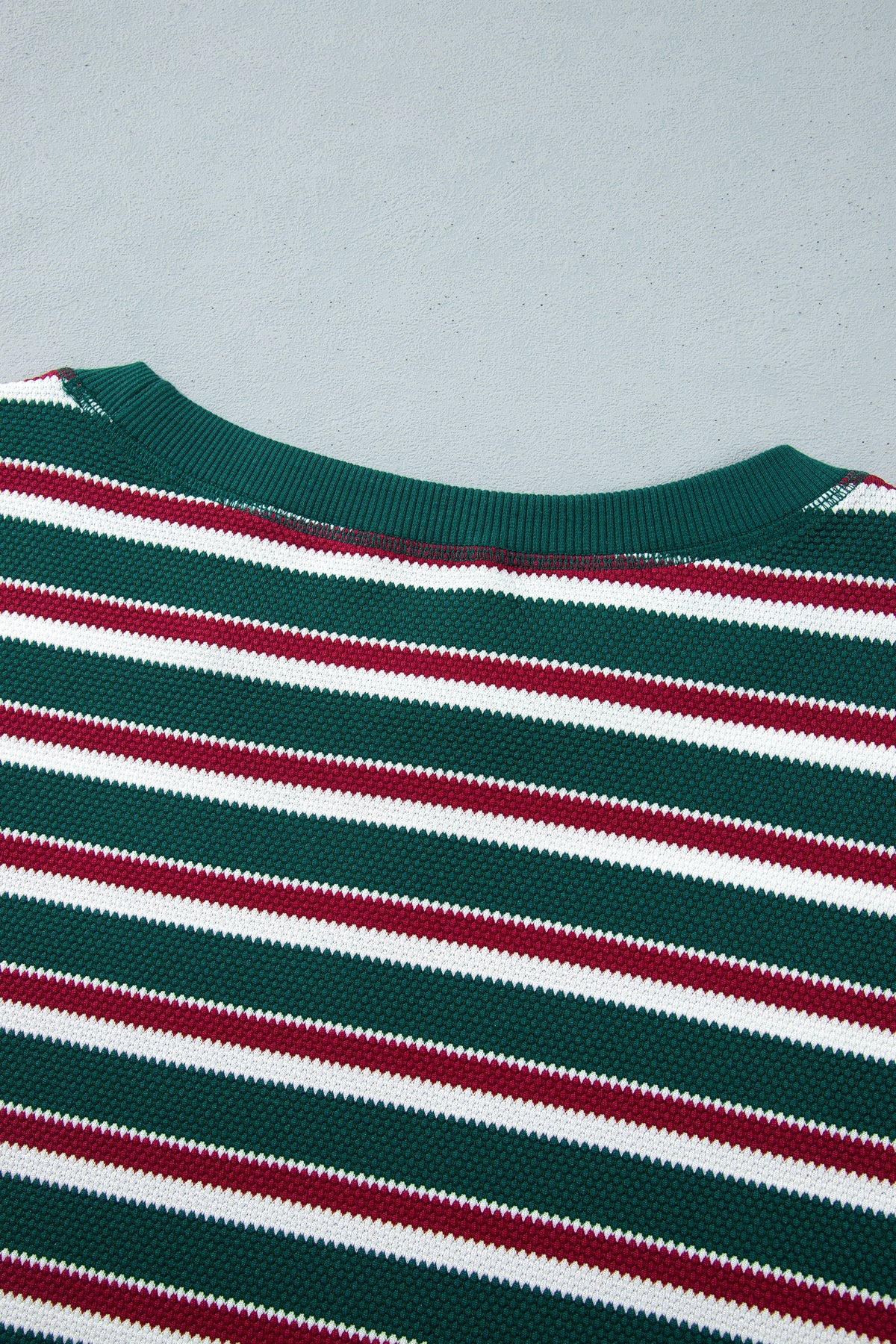 Green Stripe Striped Colorblock Round Neck Long Sleeve Shift Plus Size Sweatshirt