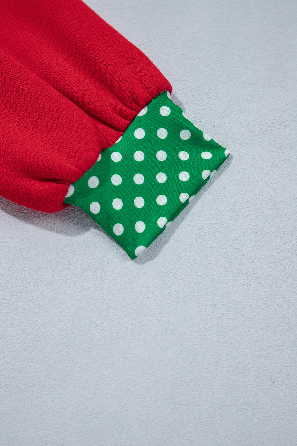 Tomato Red Polka Dot Letter Print Contrast Trim Mock Neck Sweatshirt