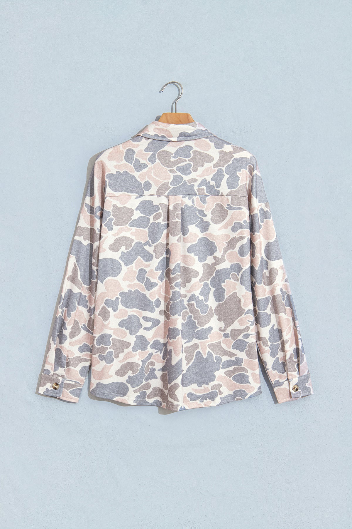 Multicolour Casual Camouflage Button Down Tunic Shacket