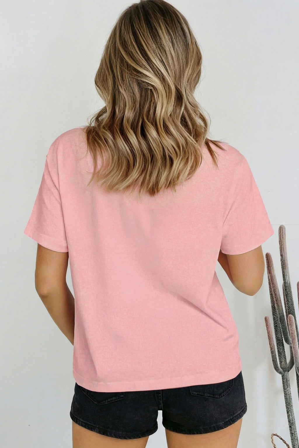 Sachet Pink Solid Color High Neck Oversize Tee
