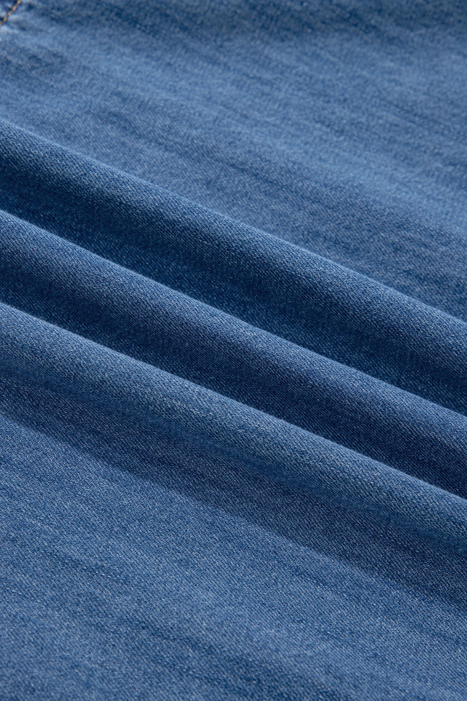 Prussian Blue Button Square Neck Short Puff Sleeve Denim Mini Dress