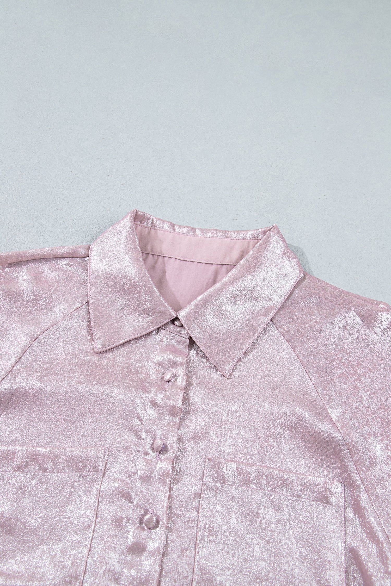Delicacy Long Sleeve Button Front Ruffle Cuffs Back Paneling Shirt