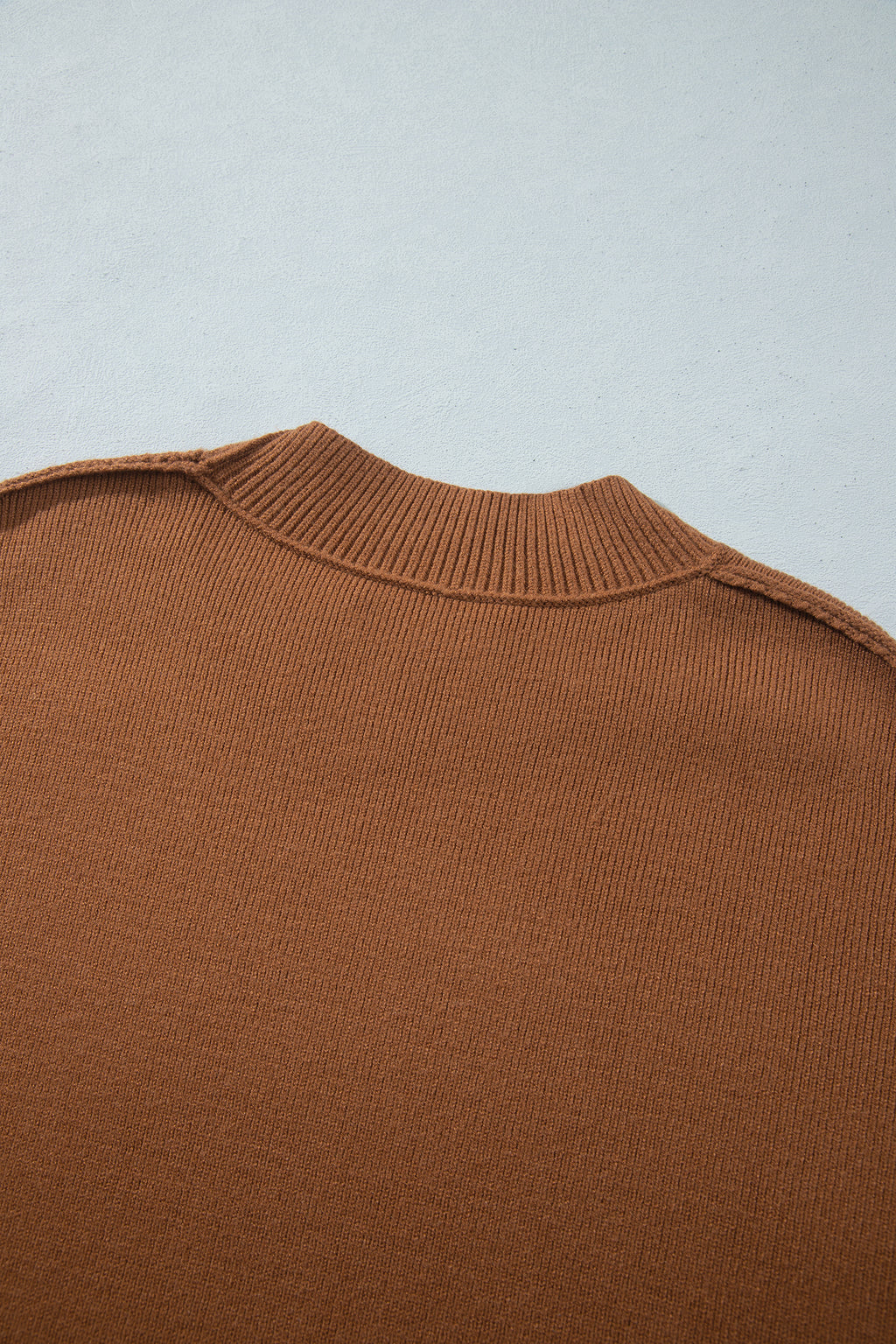 Chestnut Oversized Ribbed Knit Long Sleeve Tunic Plus Size Sweater