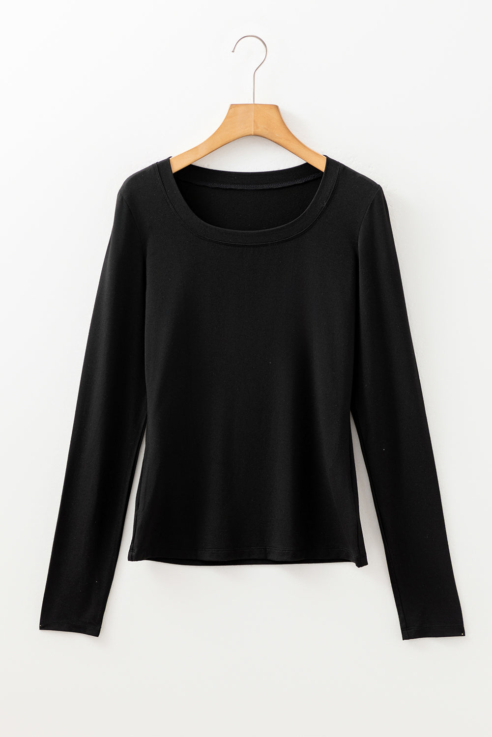 Chestnut Solid Color Long Sleeve Fitted Top