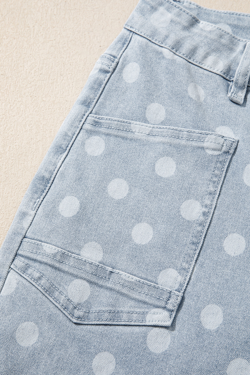Pink Polka Dot Casual Slim Fit Jeans