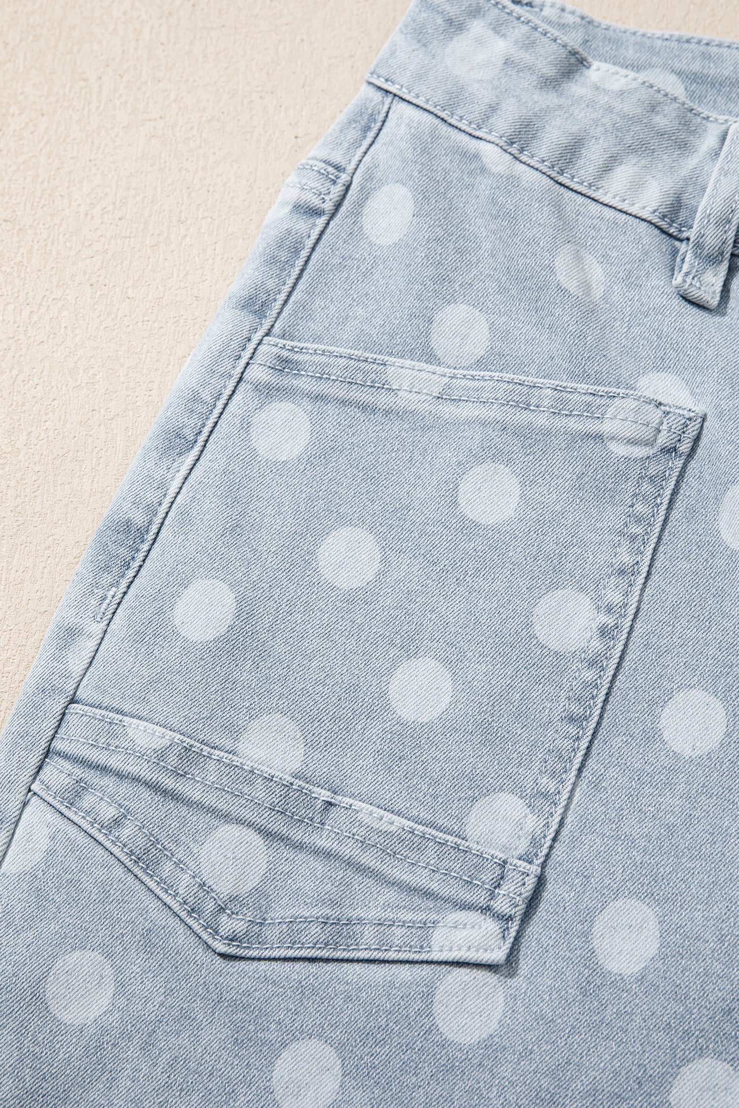 Pink Polka Dot Casual Slim Fit Jeans
